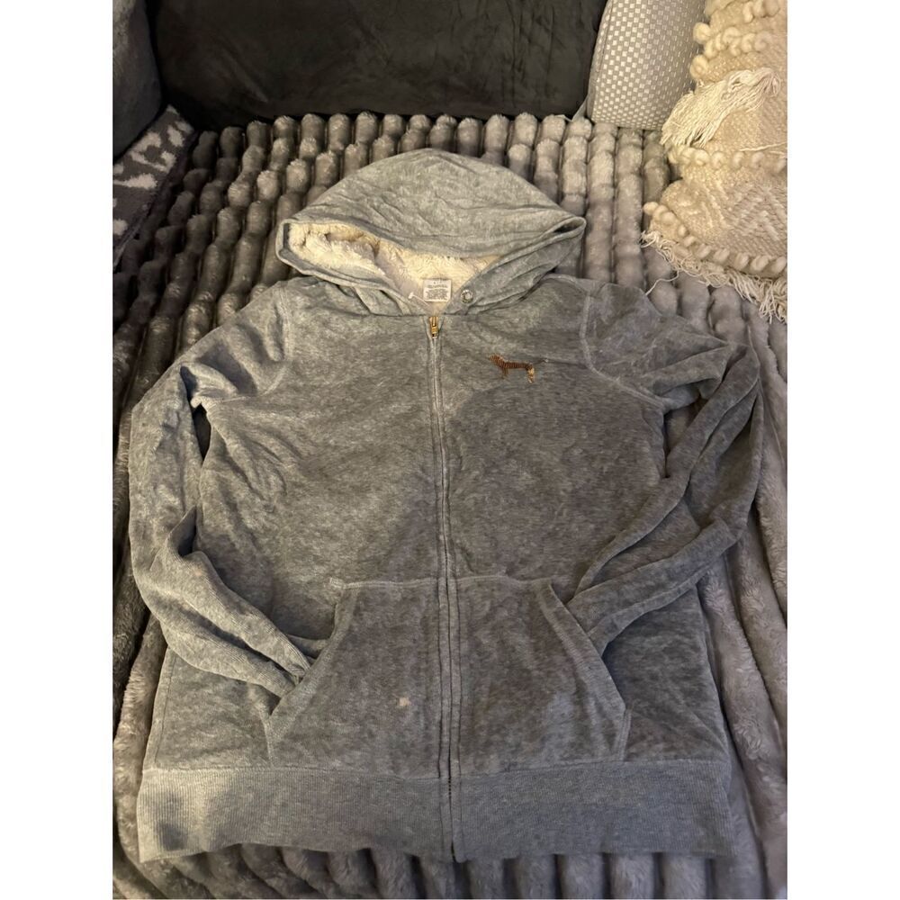 Vs pink y2k fur lined bling zip up hoodie jacket - Picture 6 of 7